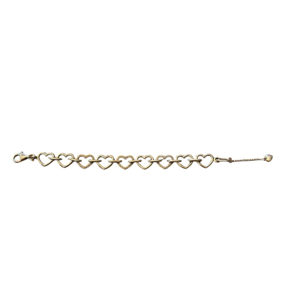 QVC Affinity 925 Sterling Silver Pave Diamond .12CT Heart Bracelet Size 7